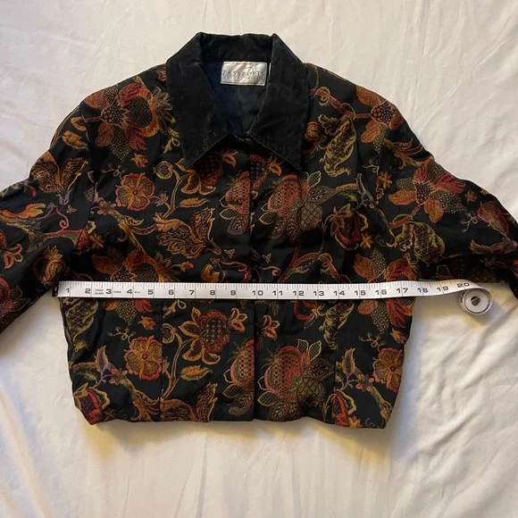 Brocade Black and Brown Floral Blazer Jacket - Picture 6 of 12